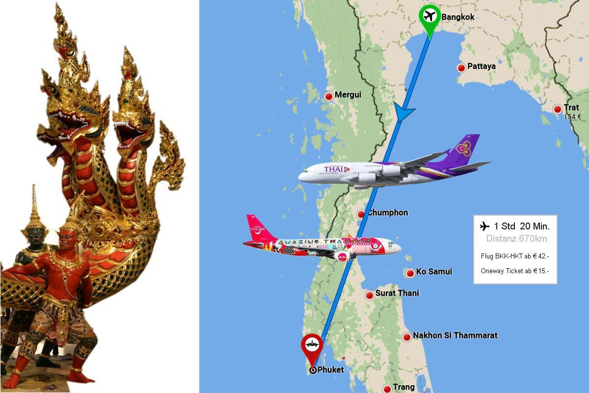 Foto: Flugroute Bangkok-Phuket - Die besten Sonderangebote fr gnstige Flge finden